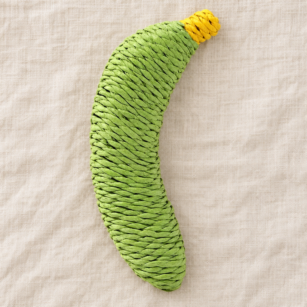 Banane en Sisal Marcel verte posée à plat sur une surface neutre claire