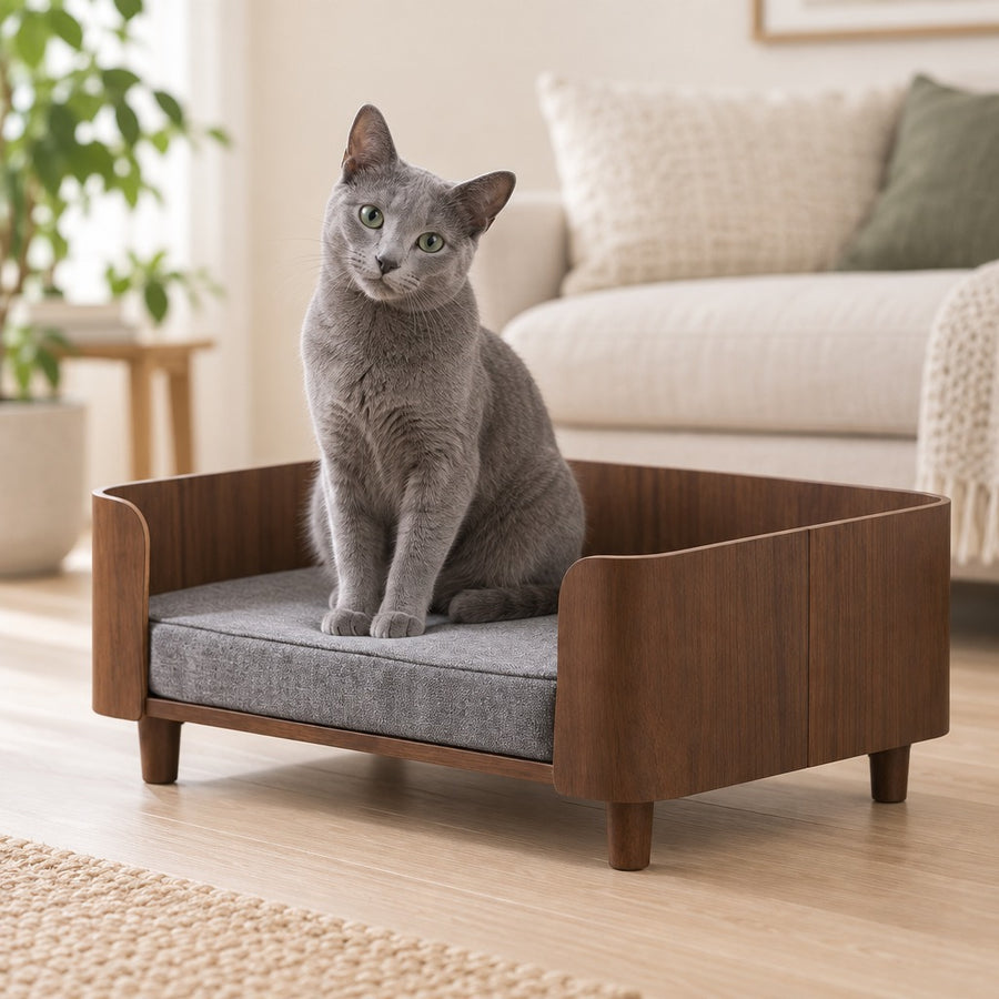 Banquette en Bois Clarisse – Noyer et gris chiné