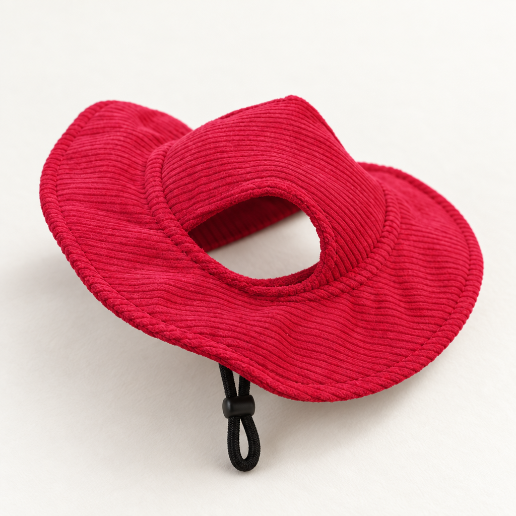 Casquette Côtelée Gaston rouge cerise seule, côtes du velours, arête de visière et bloqueur noir