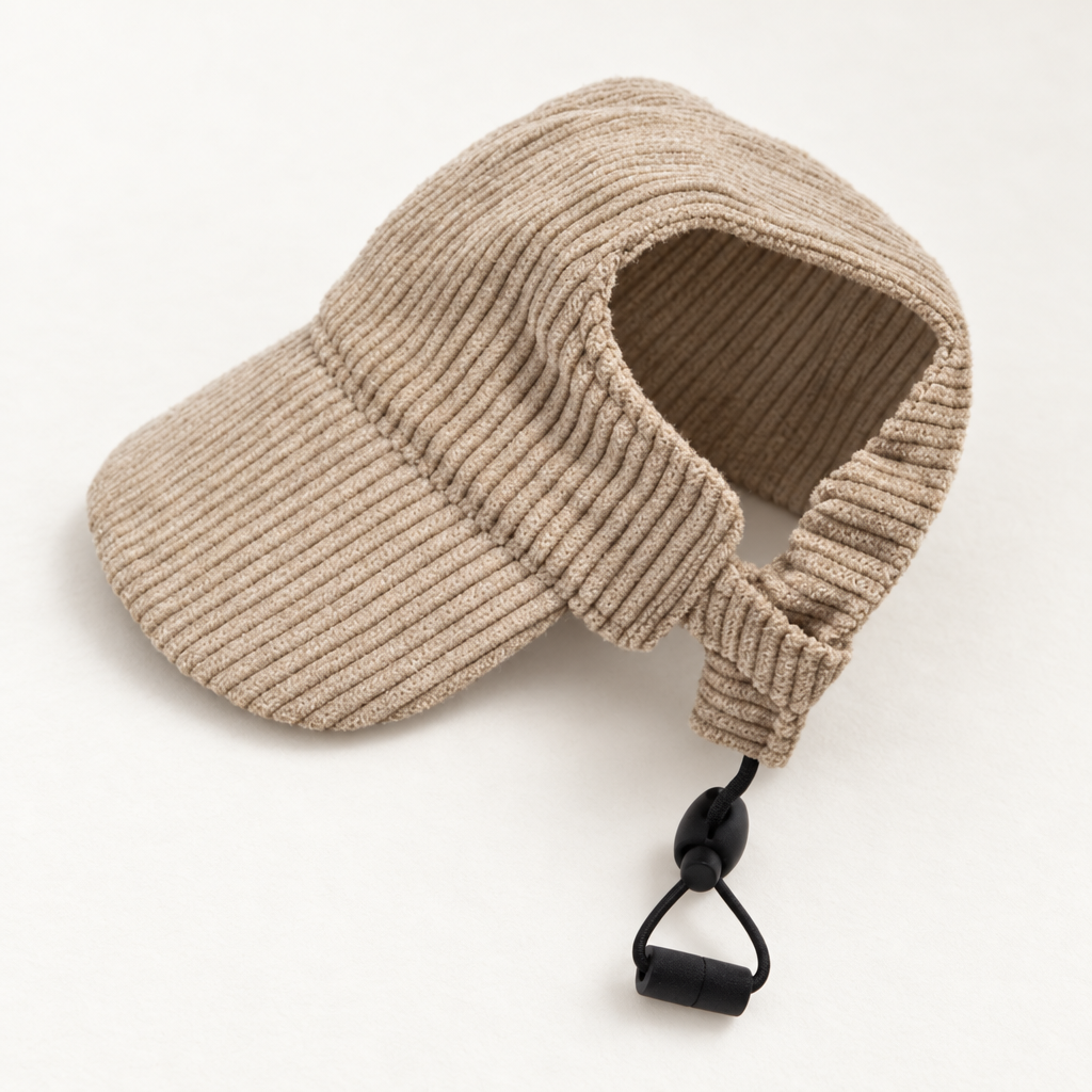 Casquette Côtelée Gaston sable seule, côtes du velours, arête de visière et bloqueur noir