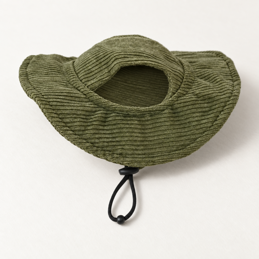 Casquette Côtelée Gaston vert kaki seule, côtes du velours, arête de visière et bloqueur noir