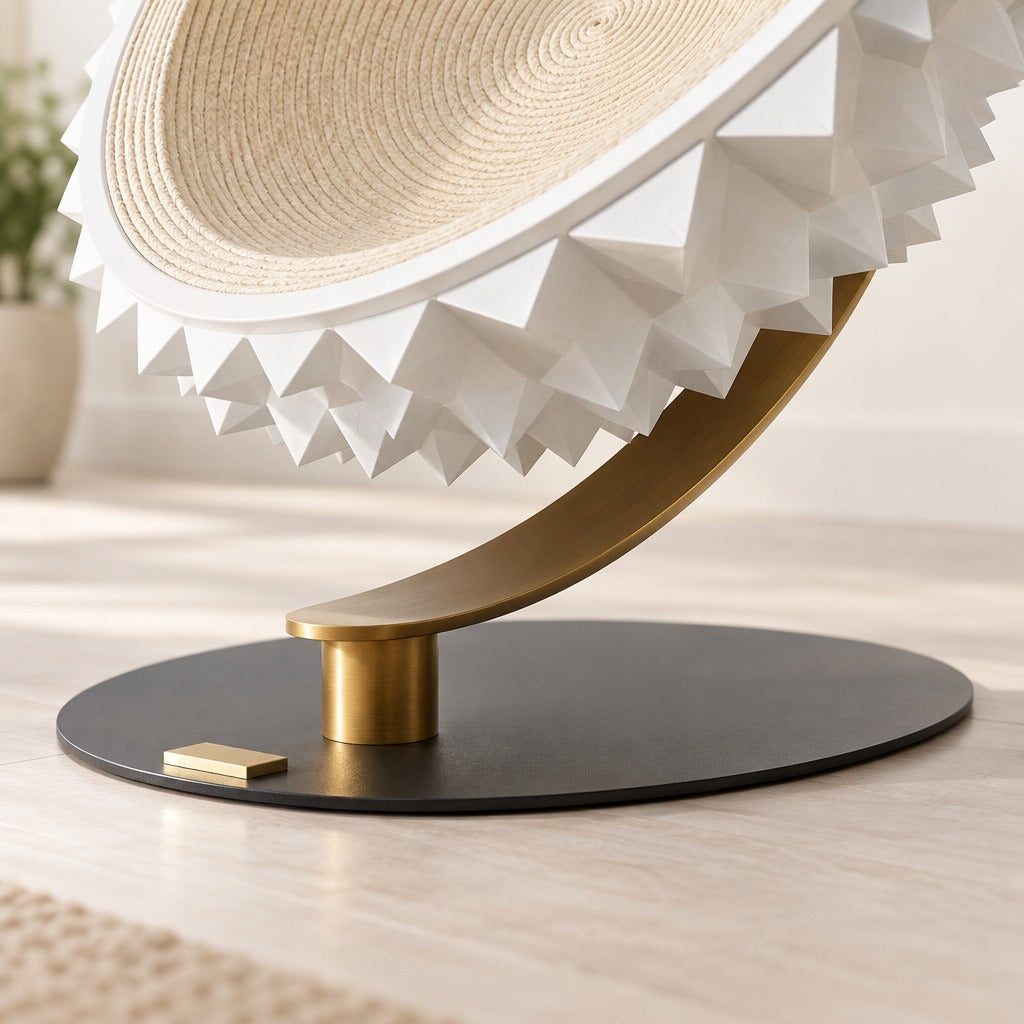 Un socle ovale et un bras courbe