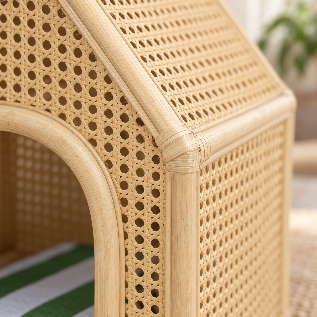 Détail du tressage en rotin naturel de la Maison Colette