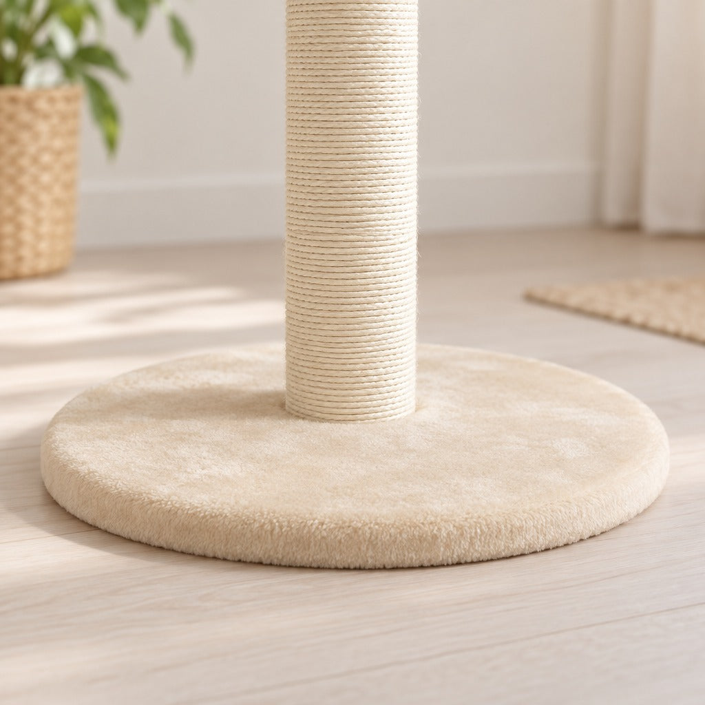 Un socle en peluche crème